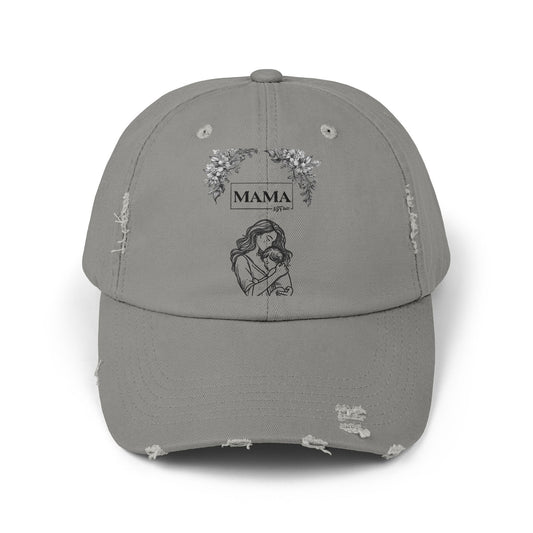 Distressed Women's Baseball Cap with MAMA Print | Trendy Mom Hat